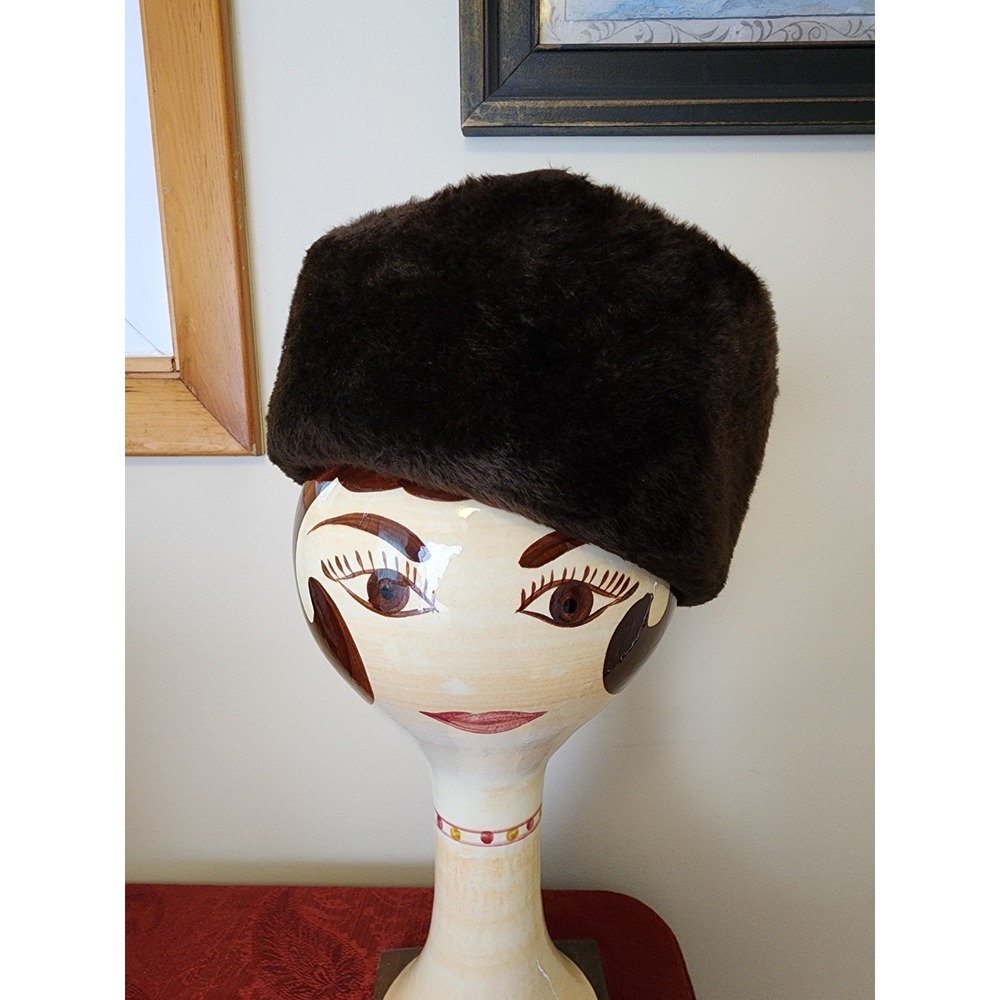 Vintage Betmar Womens Cossack Hat Brown Pillbox Winter Glam Millinery Ireland